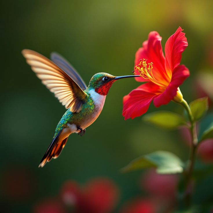 Absolute best image of a hummingbird feeding mid-air.